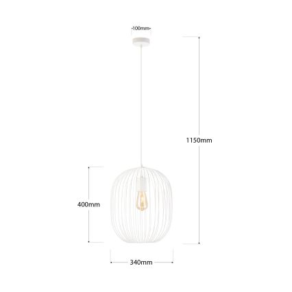 Κρεμαστό φωτιστικό με καλώδιο OVELLA 1xE27/15W/230V Ø 34 cm εκρού
