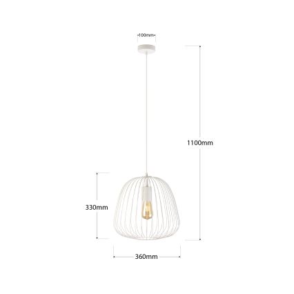 Κρεμαστό φωτιστικό με καλώδιο OVELLA 1xE27/15W/230V Ø 36 cm εκρού