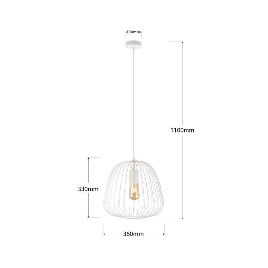 Κρεμαστό φωτιστικό με καλώδιο OVELLA 1xE27/15W/230V Ø 36 cm εκρού
