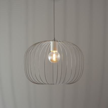 Κρεμαστό φωτιστικό με καλώδιο OVELLA 1xE27/15W/230V Ø 46 εκ., εκρού