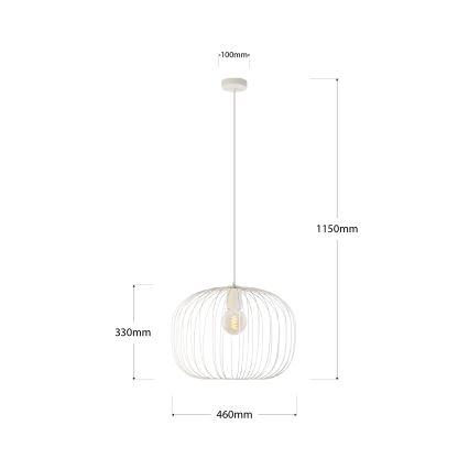 Κρεμαστό φωτιστικό με καλώδιο OVELLA 1xE27/15W/230V Ø 46 εκ., εκρού