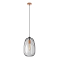 Κρεμαστό φωτιστικό με καλώδιο OVELLA 1xE27/15W/230V διάμ. 25 εκ. μαύρο/πεύκο