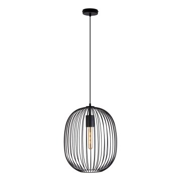 Κρεμαστό φωτιστικό με καλώδιο OVELLA 1xE27/15W/230V, διάμ. 34 cm, μαύρο