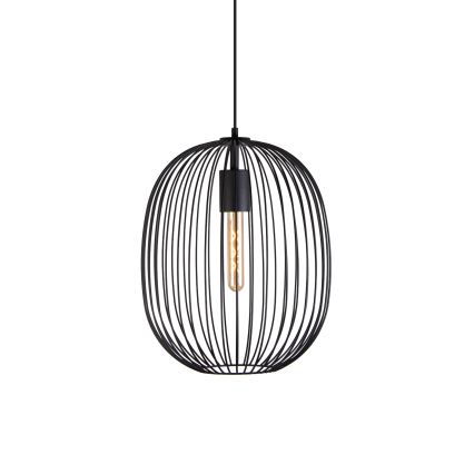 Κρεμαστό φωτιστικό με καλώδιο OVELLA 1xE27/15W/230V, διάμ. 34 cm, μαύρο