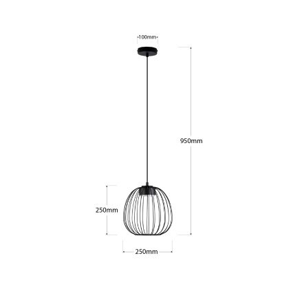 Κρεμαστό φωτιστικό με καλώδιο OVELLA 1xGX53/10W/230V Ø 25 εκ. μαύρο