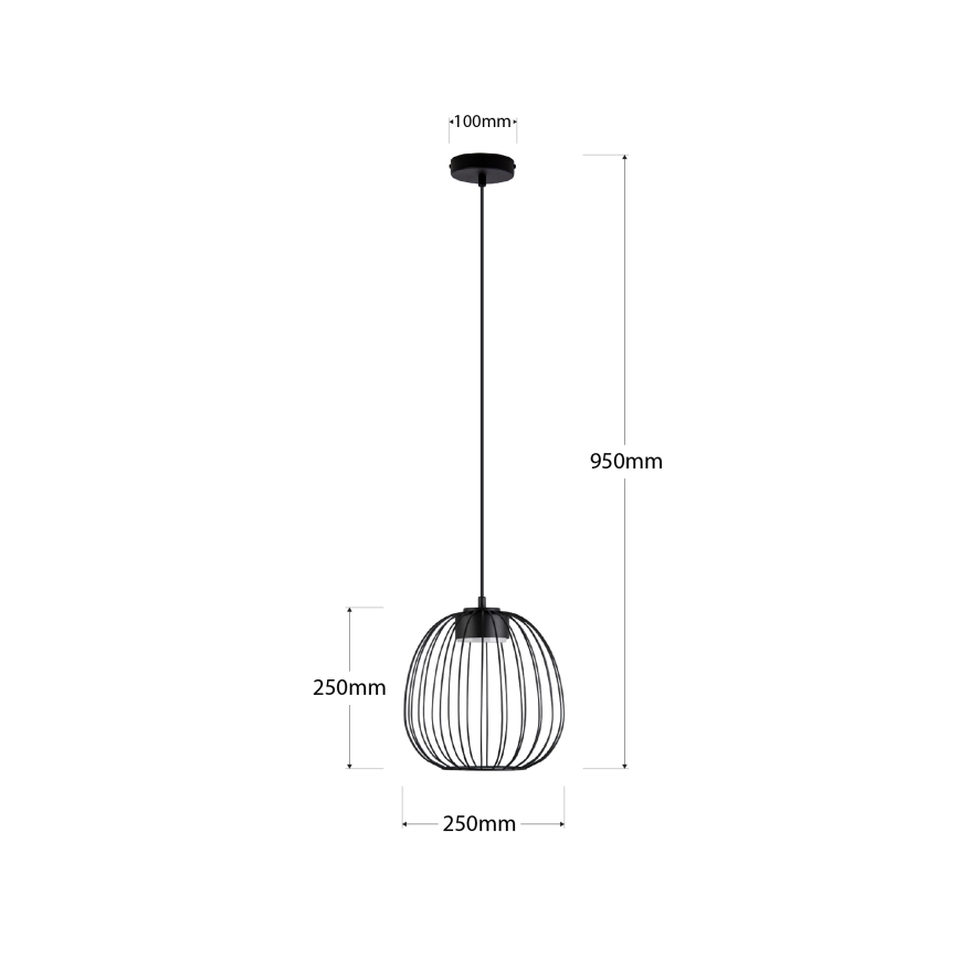Κρεμαστό φωτιστικό με καλώδιο OVELLA 1xGX53/10W/230V Ø 25 εκ. μαύρο