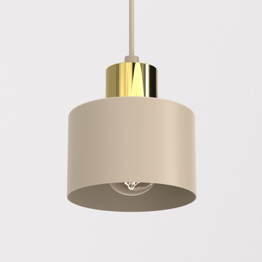 Κρεμαστό φωτιστικό με καλώδιο PARKLA 1xE27/15W/230V μπεζ/χρυσό