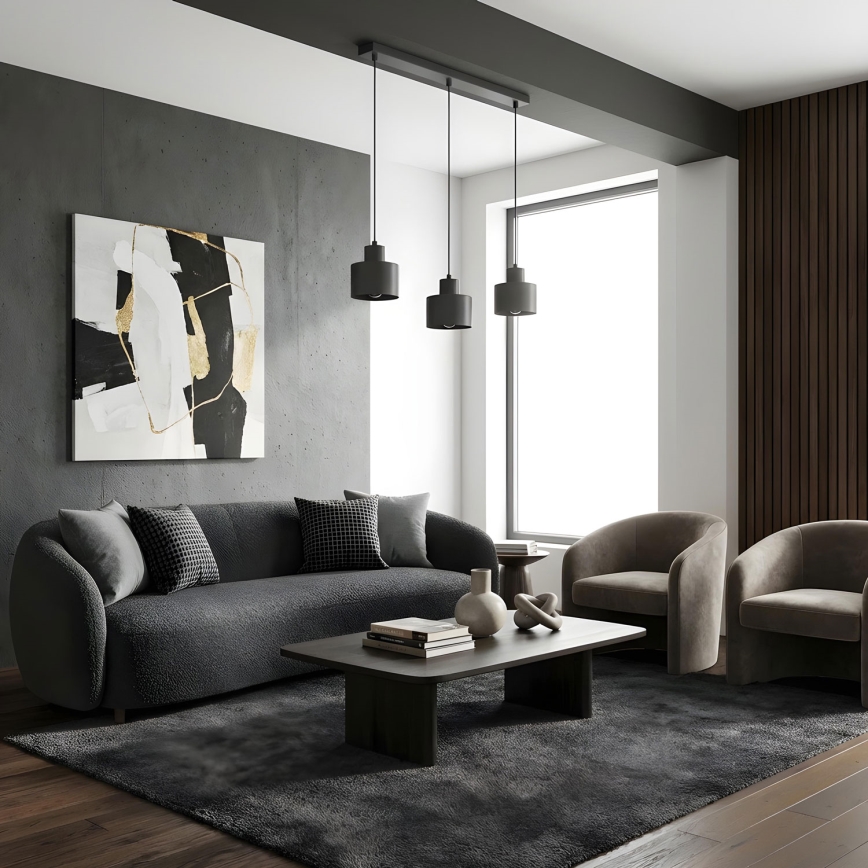 Κρεμαστό φωτιστικό με καλώδιο PARKLA 3xE27/15W/230V, μαύρο