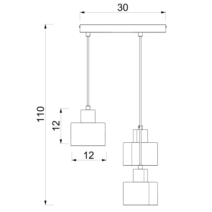 Κρεμαστό φωτιστικό με καλώδιο PARKLA, 3xE27/15W/230V, μαύρο