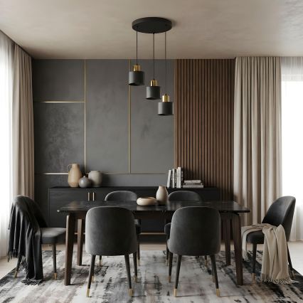 Κρεμαστό φωτιστικό με καλώδιο PARKLA 3xE27/15W/230V μαύρο