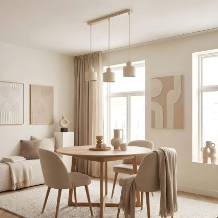 Κρεμαστό φωτιστικό με καλώδιο PARKLA 3xE27/15W/230V μπεζ
