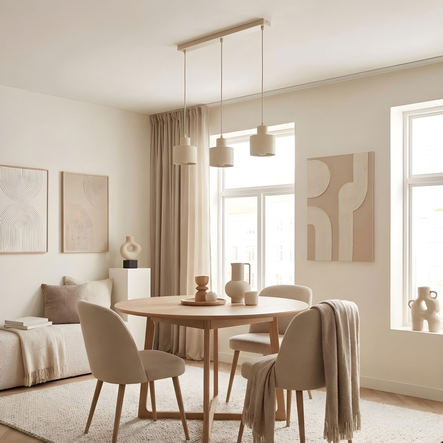 Κρεμαστό φωτιστικό με καλώδιο PARKLA 3xE27/15W/230V μπεζ