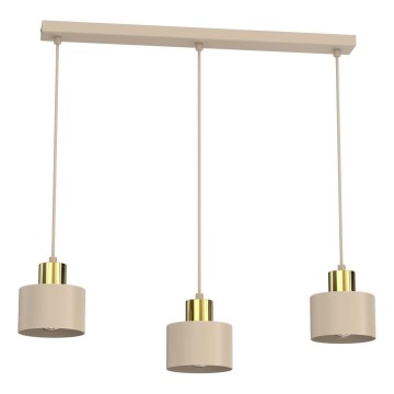 Κρεμαστό φωτιστικό με καλώδιο PARKLA 3xE27/15W/230V μπεζ/χρυσό