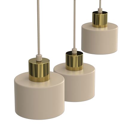 Κρεμαστό φωτιστικό με καλώδιο PARKLA 3xE27/15W/230V μπεζ/χρυσό