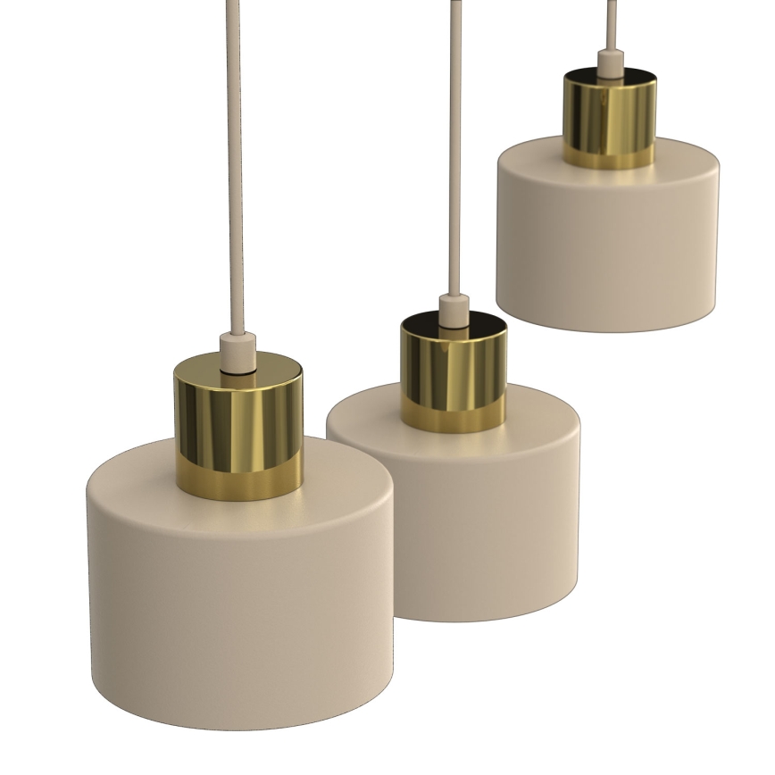 Κρεμαστό φωτιστικό με καλώδιο PARKLA 3xE27/15W/230V μπεζ/χρυσό