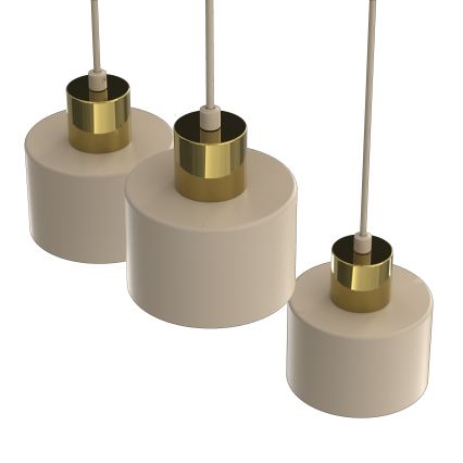 Κρεμαστό φωτιστικό με καλώδιο PARKLA 3xE27/15W/230V μπεζ/χρυσό