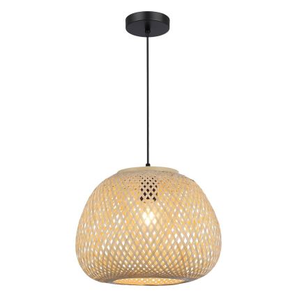 Κρεμαστό φωτιστικό με καλώδιο PETRA 1xE27/15W/230V Ø 35 cm μπαμπού
