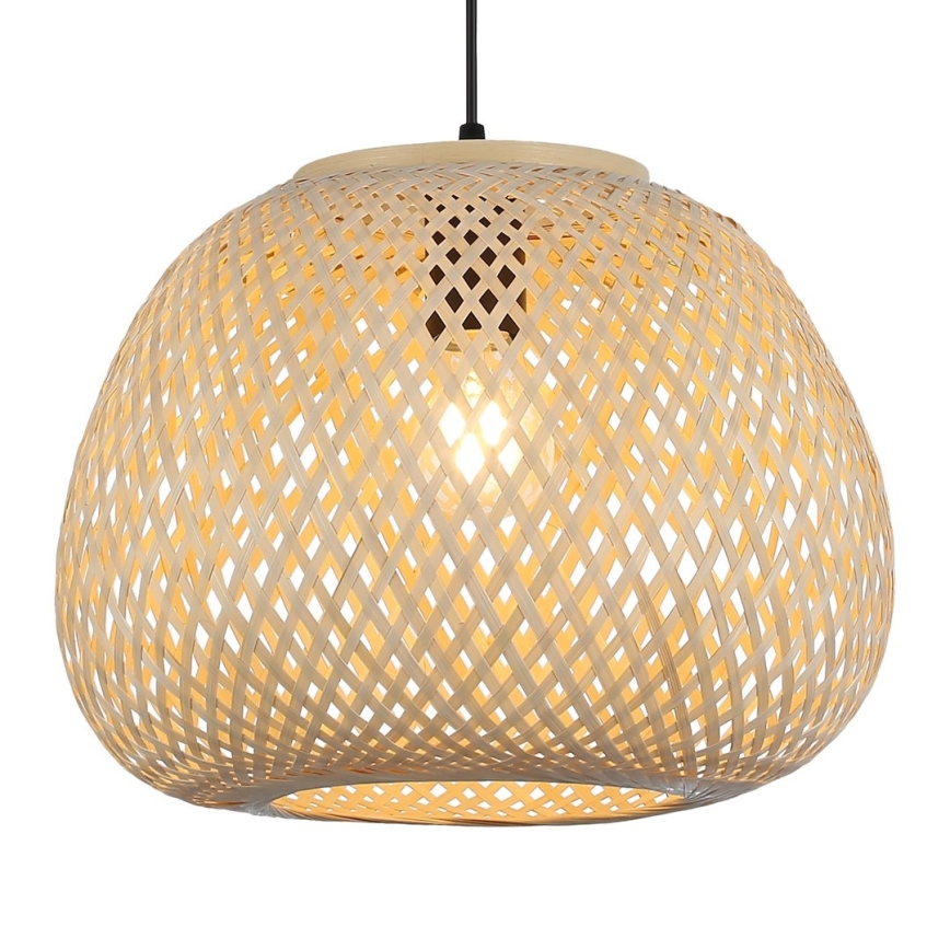 Κρεμαστό φωτιστικό με καλώδιο PETRA 1xE27/15W/230V Ø 35 cm μπαμπού