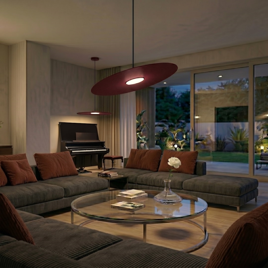 Κρεμαστό φωτιστικό με καλώδιο PIATTO 1xGX53/15W/230V Ø 55 cm βυσσινί