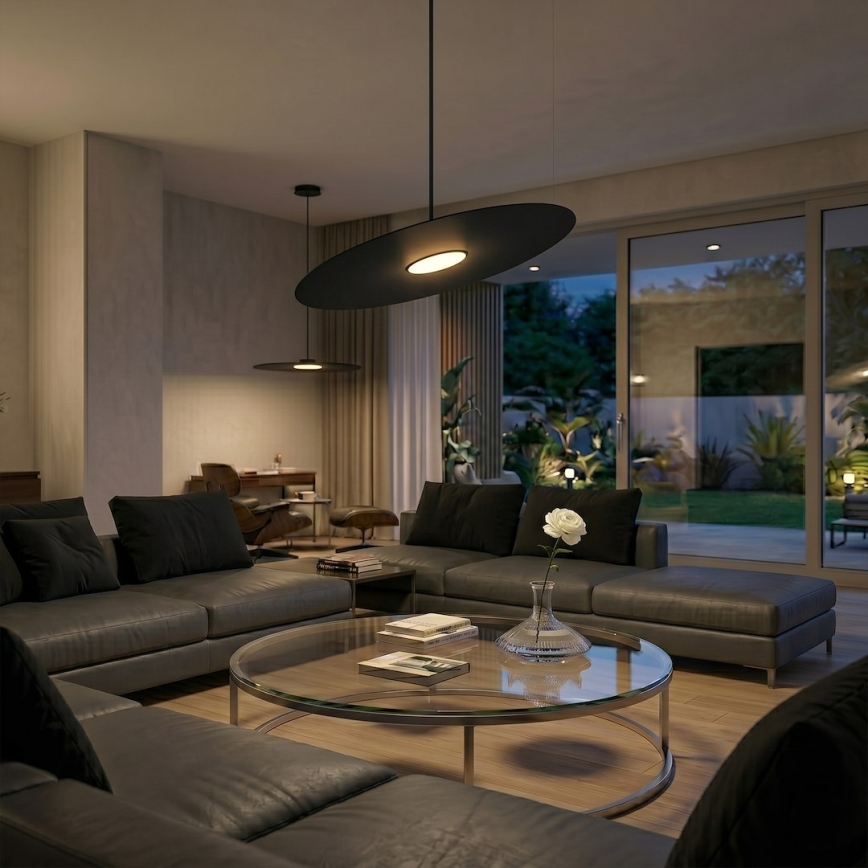 Κρεμαστό φωτιστικό με καλώδιο PIATTO 1xGX53/15W/230V Ø 55 cm μαύρο