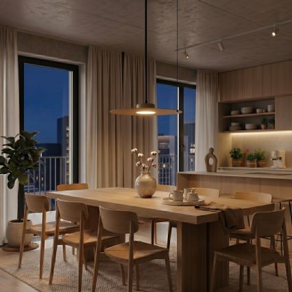 Κρεμαστό φωτιστικό με καλώδιο PIATTO 1xGX53/15W/230V διάμ. 35 εκ. μπεζ