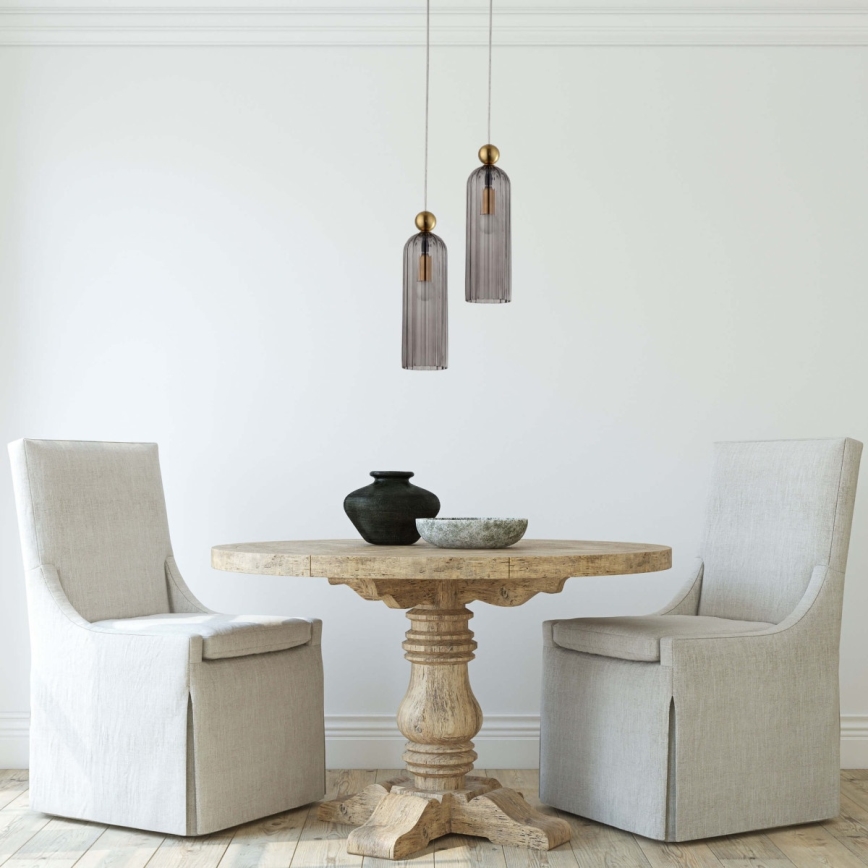 Κρεμαστό φωτιστικό με καλώδιο PIEGA 1xE14/40W/230V ορείχαλκος/καπνιστό μαύρο