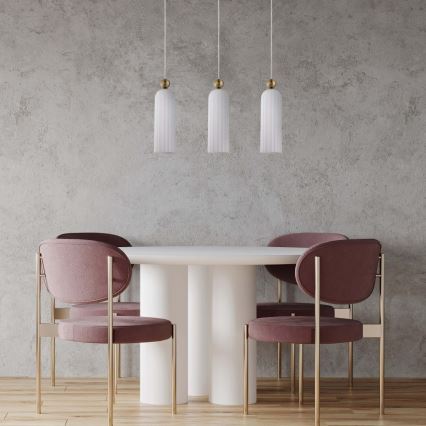 Κρεμαστό φωτιστικό με καλώδιο PIEGA 3xE14/40W/230V μπρούτζινο/λευκό