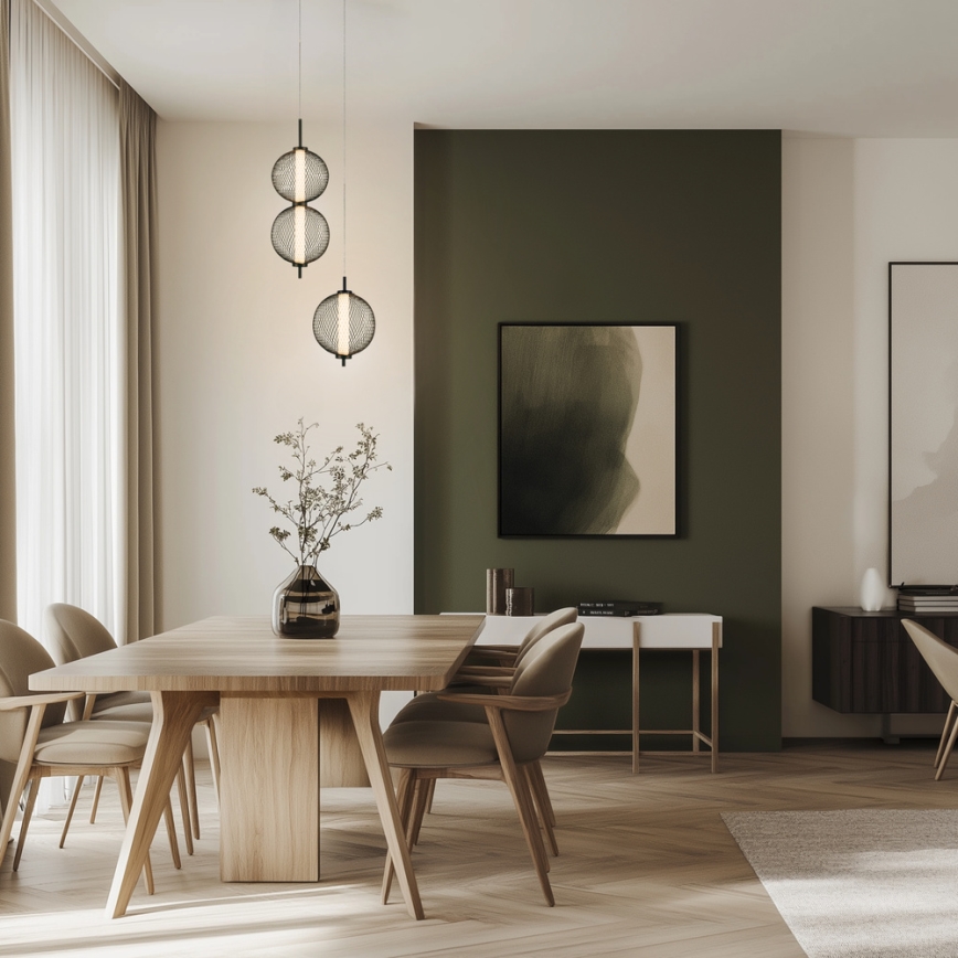 Κρεμαστό φωτιστικό με καλώδιο PUMA LED/10W/230V, Ø 20 cm, μαύρο