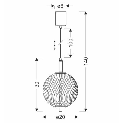 Κρεμαστό φωτιστικό με καλώδιο PUMA LED/10W/230V, Ø 20 cm, μαύρο