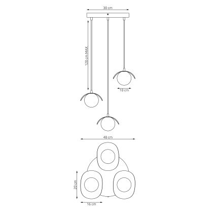 Κρεμαστό φωτιστικό με καλώδιο RITUAL 3xG9/8W/230V μαύρο