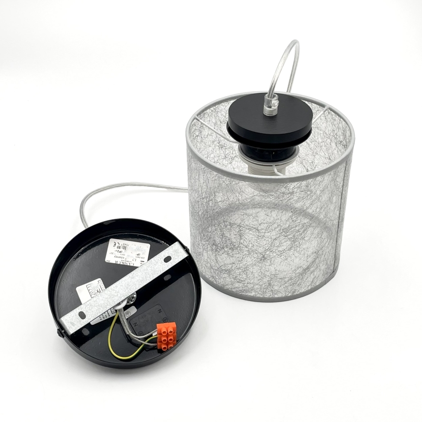 Κρεμαστό φωτιστικό με καλώδιο ROSA 1xE27/60W/230V μαύρο/γκρι