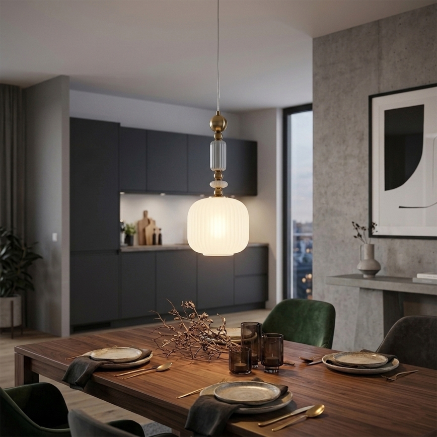 Κρεμαστό φωτιστικό με καλώδιο ROYAL 1xE27/15W/230V χρυσό/λευκό