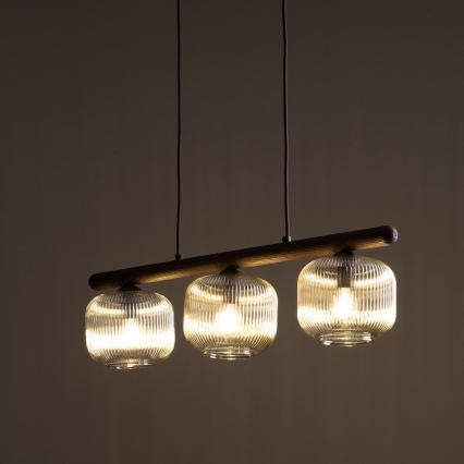 Κρεμαστό φωτιστικό με καλώδιο SALVIA 3xE14/10W/230V καφέ/καπνιστό καφέ