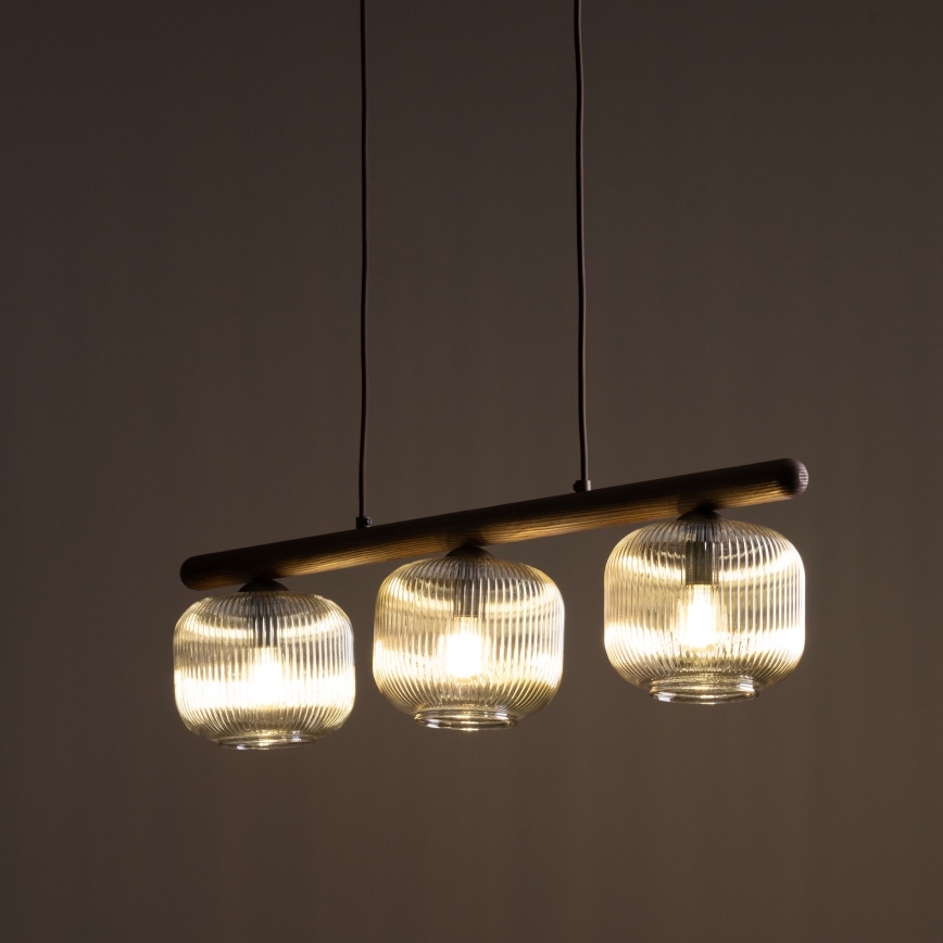 Κρεμαστό φωτιστικό με καλώδιο SALVIA 3xE14/10W/230V καφέ/καπνιστό καφέ