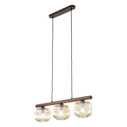 Κρεμαστό φωτιστικό με καλώδιο SALVIA 3xE14/10W/230V καφέ/καπνιστό καφέ
