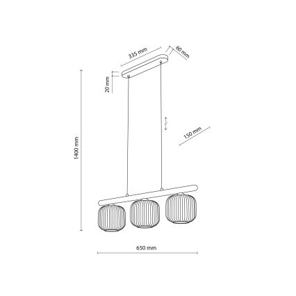 Κρεμαστό φωτιστικό με καλώδιο SALVIA 3xE14/10W/230V καφέ/καπνιστό καφέ