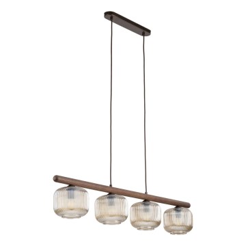 Κρεμαστό φωτιστικό με καλώδιο SALVIA 4xE14/10W/230V καφέ/καπνιστό καφέ