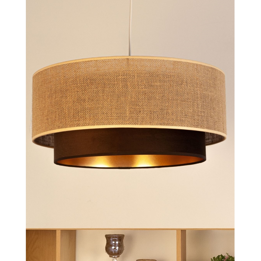 Κρεμαστό φωτιστικό με καλώδιο SARTA 1xE27/60W/230V, διάμ. 45 cm, καφέ/γιούτα