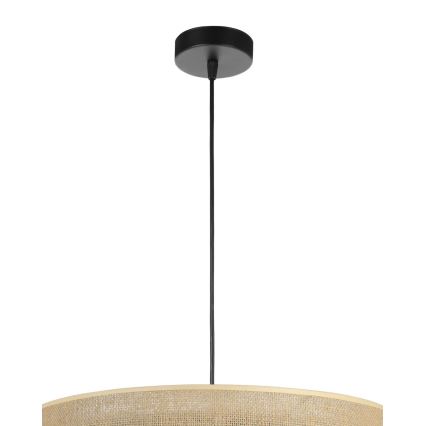 Κρεμαστό φωτιστικό με καλώδιο SARTA 1xE27/60W/230V, διάμ. 45 cm, μαύρο/γιούτα