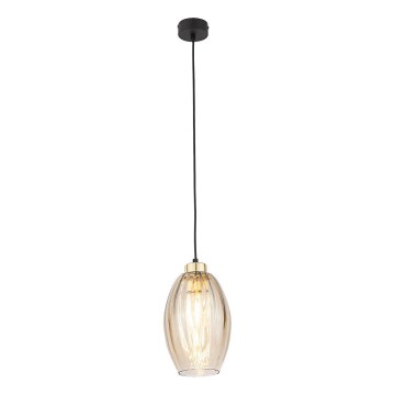 Κρεμαστό φωτιστικό με καλώδιο SEBO 1xE27/15W/230V μαύρο/καπνιστό μπεζ