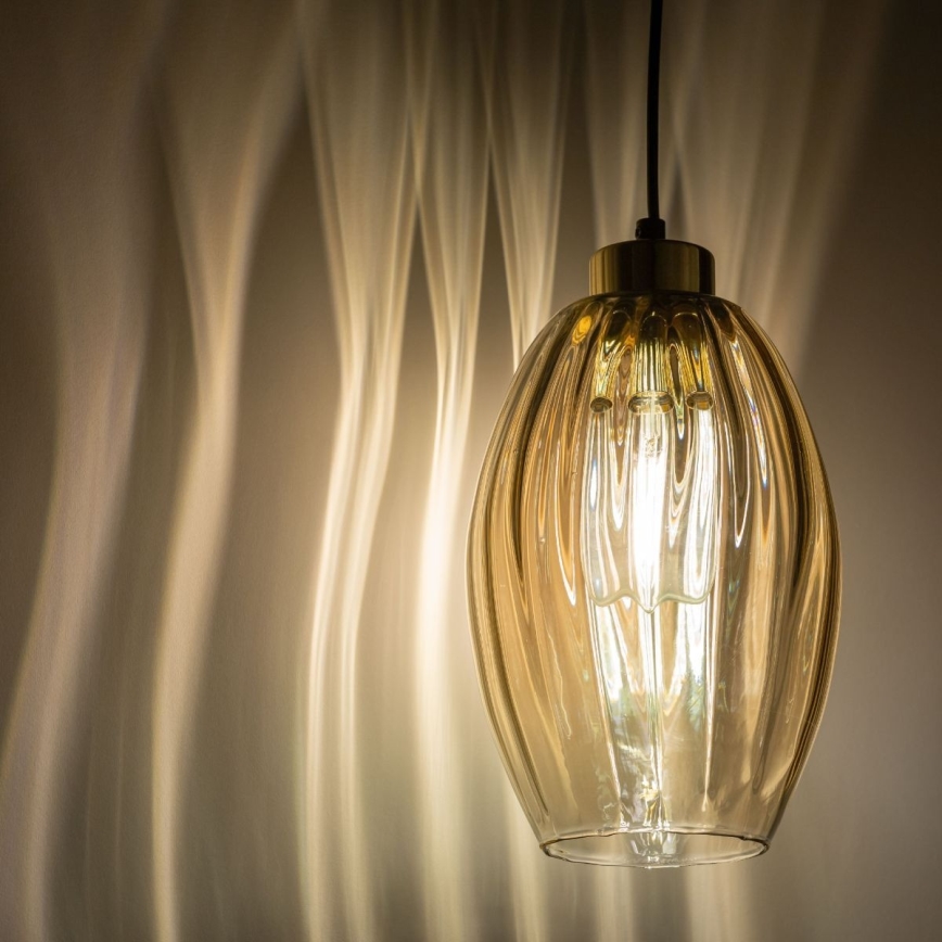 Κρεμαστό φωτιστικό με καλώδιο SEBO 1xE27/15W/230V μαύρο/καπνιστό μπεζ