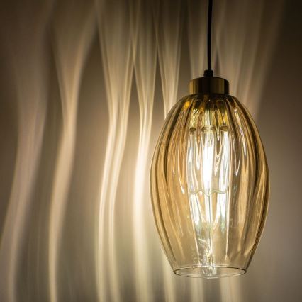 Κρεμαστό φωτιστικό με καλώδιο SEBO 1xE27/15W/230V μαύρο/καπνιστό μπεζ