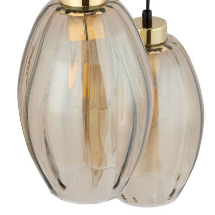 Κρεμαστό φωτιστικό με καλώδιο SEBO 3xE27/15W/230V, μαύρο/καπνιστό μπεζ