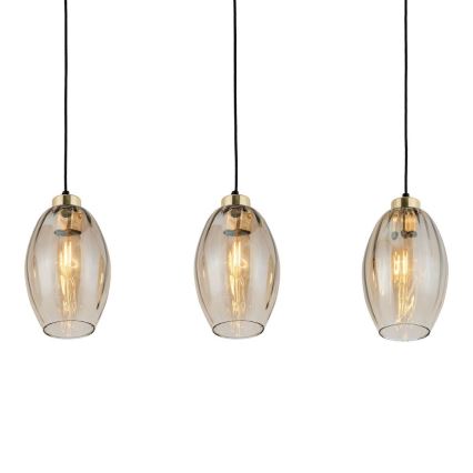 Κρεμαστό φωτιστικό με καλώδιο SEBO 3xE27/15W/230V μαύρο/καπνιστό μπεζ