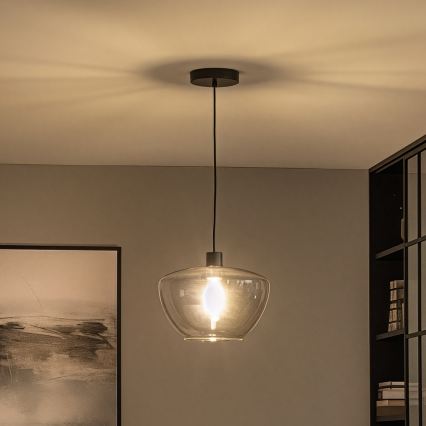 Κρεμαστό φωτιστικό με καλώδιο SEVENTIES E27/40W/230V καπνιστό/γκρι