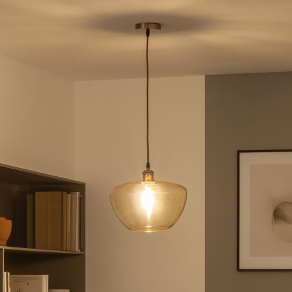 Κρεμαστό φωτιστικό με καλώδιο SEVENTIES E27/60W/230V καπνιστό/καφέ