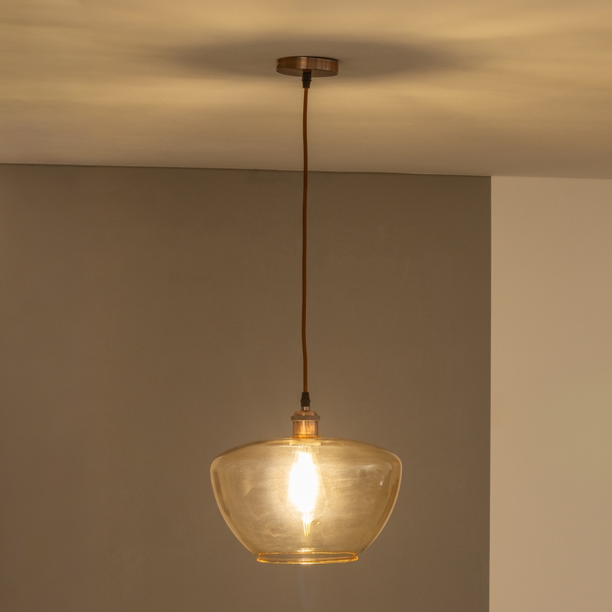 Κρεμαστό φωτιστικό με καλώδιο SEVENTIES E27/60W/230V καπνιστό/καφέ