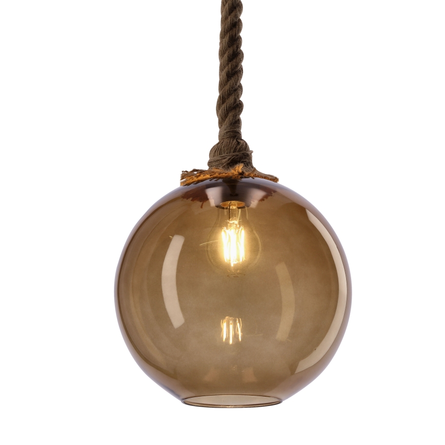 Κρεμαστό φωτιστικό με καλώδιο SHEDON 1xE27/40W/230V, σε καπνιστό μπεζ