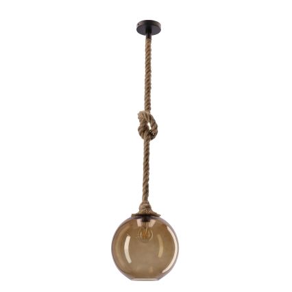 Κρεμαστό φωτιστικό με καλώδιο SHEDON 1xE27/40W/230V, σε καπνιστό μπεζ