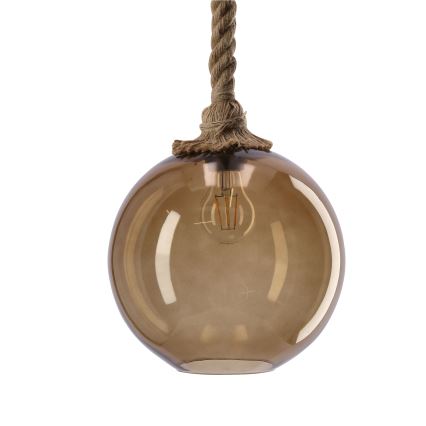 Κρεμαστό φωτιστικό με καλώδιο SHEDON 1xE27/40W/230V, σε καπνιστό μπεζ